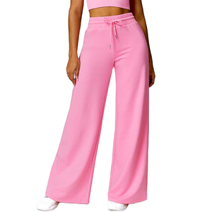 กางเกงวอร์มแฟชั่นทรงขาบาน เนื้อผ้าหนา คุณภาพสูง เอวผูกเชือก สีพื้น สำหรับผู้หญิง - Product Image 1