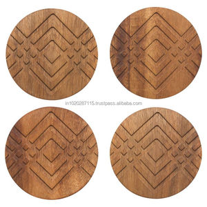 Eco friendly wooden coaster set perfect for <b>protecting</b> <b>furniture</b> surfaces from heat moisture scratches in living dining rooms - Product Image 6