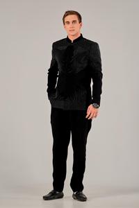 Luxury Midnight Black Jodhpuri Suit for Men Hand Embroidered Glass <b>Bead</b> Sunbeam Design Ethnic Bandhgala Jacket Wedding Outfit - Product Image 2