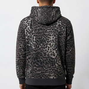 Mens <b>Leopard</b> <b>Print</b> Hooded Sweatshirt Regular Fit Casual Long Sleeve 100% Polyester French Terry Autumn Wear - Product Image 4