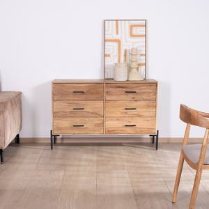 Cómoda de 6 cajones Vandana Royal Design en madera de acacia con patas de metal negro - Product Image 1