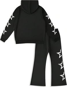 Novedades: Conjunto de Chándal con Capucha Negro para Hombre con Logotipo Personalizado, Estampado de Estrellas y Logotipo de Campeones del Mundo, Manga Larga, Estilo Casual para Otoño - Product Image 3