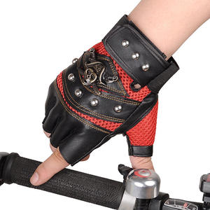Gants de sécurité mi-doigts en cuir PU pour hommes, style punk, compatibles écran tactile, pour voyage, conduite, gym, fitness - Product Image 6