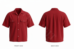 Camisa de Vestir de Manga Corta de Mezclilla Personalizada Pro Felt con Bolsillos Delanteros, Ropa Casual Elegante para Hombre, Camisa Ligera con Botones - Product Image 2