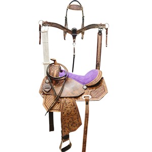 Selle de cheval Western en cuir de qualité supérieure pour la course de baril, disponible en différentes tailles pour adultes - Product Image 1