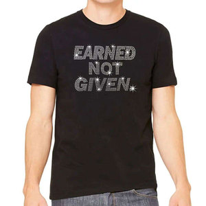 Streetwear Eco-Friendly Breathable Rhinestone T-Shirt for Men Cotton/Polyester Made in Pakistan Customizable - Product Image 1