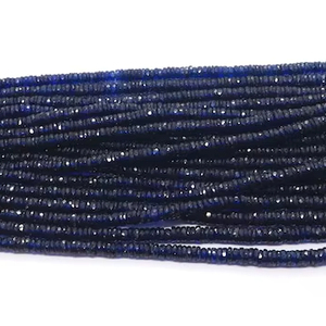 Cuentas facetadas de zafiro azul natural en forma de neumático de 5-6 mm, cuentas de piedras preciosas de zafiro en forma de rueda para la fabricación de joyas, 18 pulgadas. - Product Image 1
