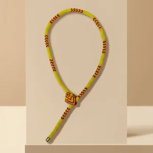 Snake design pattern Gold Plated Yellow Beaded <b>Necklace</b> With Red pattern Adjustable Snake Hood Design Unisex <b>Necklace</b> for Men - Product Image 1