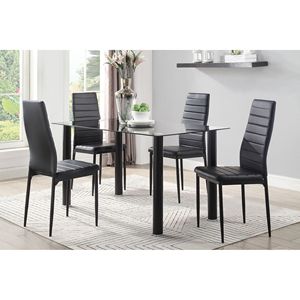 Set moderno di 2 sedie da pranzo in metallo nero con rivestimenti in finta pelle sedie laterali per sala da pranzo - Product Image 5
