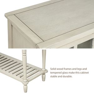 Farmhouse Wood/Glass <b>Console</b> <b>Table</b> with Bottom Shelf Buffet <b>Storage</b> Cabinet for Living Room Sideboard in Modern Style - Product Image 5