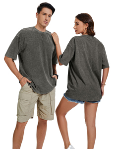 เสื้อยืดทรงโอเวอร์ไซส์ ผ้าฟอกสี 280 กรัม ทรงไหล่ตก คอกลม เสื้อพื้นฐานผู้ชาย วินเทจ แขนสั้น สีพื้น เสื้อยืด unisex - Product Image 3