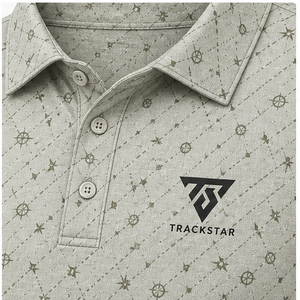 เสื้อโปโลผู้ชาย Trackstar สีเขียวเซจ ลายเรขาคณิต แขนสั้น คอปกติดกระดุม เสื้อกอล์ฟลำลอง สกรีนโลโก้ได้ - Product Image 6