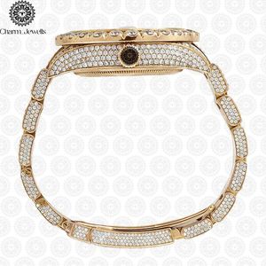 Charm_Jewells Luxury Women's Yellow Gold <b>Diamond</b> <b>Watch</b> Round Analog Quartz Butterfly Clasp 18mm Band 25cm Length - Product Image 2