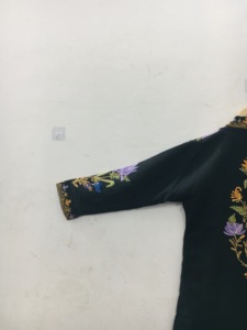 Elegant Floral Embroidered Mandarin Collar Jacket Women's Autumn Three Quarter Sleeve Zipper Closure Woven Polyester <b>Coat</b> - Product Image 5