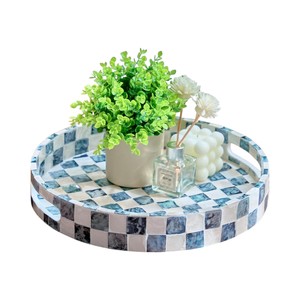 Plateau de service de luxe en nacre, fait main, incrusté de coquillages, plateau décoratif pour la maison, l'hôtel, le restaurant, pour le service et les cadeaux - Product Image 1