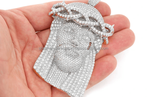 Colgante de Jesús Grande con Diamantes de Imitación, Chapado en Oro, Plata 925, Joyería Hip Hop Personalizada para Hombre, Venta al por Mayor - Product Image 2