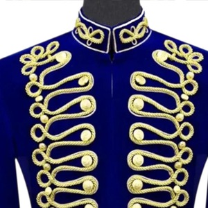 Men's Royal Blue Hussar Jacket With <b>Gold</b> Embroidery <b>Stand</b> Collar Double Breasted Formal Winter <b>Coat</b> - Product Image 3