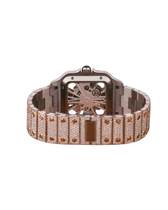 Reloj Clásico con Diamantes Moissanite de Corte Redondo, Completamente Cubierto de Diamantes en Oro Blanco, con Esfera Blanca Clara y Fecha - Product Image 4