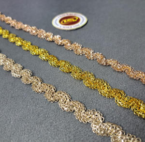 Ribete Metálico Vintage Elegante de Alta Calidad, Ribetes Plateados y Dorados Solubles en Agua, Adornos para Prendas de Vestir, Poliéster/Algodón Dorado, Duradero - Product Image 3