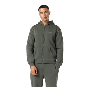 Mens Full <b>Zip</b> Hooded Winter Streetwear Tracksuit <b>Trousers</b> Regular Fit Cuffed Hem <b>Side</b> Pockets Casual Wholesale Custom Two Piece - Product Image 3
