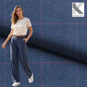 Cotton Spandex S Twill Fabric 260 GSM Blue Check Peach Finished Stretch Twill Fabric Midweight OEM ODM Wholesale Manufacturer - Product Image 2