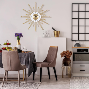 Large Gold Sunburst Metal <b>Wall</b> <b>Clock</b> Modern Decorative Starburst <b>Clock</b> with Arabic Numerals for <b>Living</b> <b>Room</b> Home Office Bedroom - Product Image 3