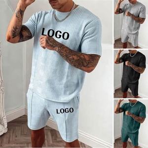 Conjunto de Pantalones Cortos y Camiseta de Verano de Alta Calidad, en Oferta, de Algodón, Personalizado, Estilo Jogger, Talla Grande, con Estampado Tartán, para Hombre - Product Image 1