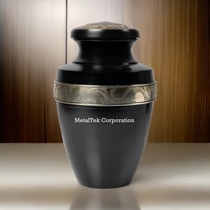MetalTek Corporation Gracian Black Cremation <b>Urns</b> For Ashes Memorial Jars Funeral Ceremony Decorative Burial Adult Metal <b>Urns</b> - Product Image 2