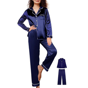 Ensemble de pyjama en satin élégant, vêtements de nuit soyeux à manches longues, vêtements de détente doux pour le repos quotidien et la détente à la maison - Product Image 3