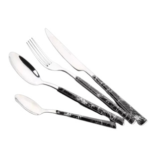 Juego de Cubiertos de Mármol Negro Estilo Nórdico, Juego de Cuchillo, Tenedor y Cuchara de Acero Inoxidable, Ecológico, Creativo, Juego de Cubiertos para Cena - Product Image 1
