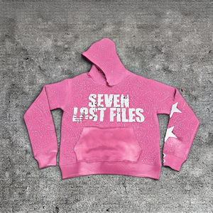 New Design Customize Zipper Rhinestones <b>Sweatshirt</b> <b>Embroidery</b> Logo Front Casual Unisex Fleece Fabric 100% Cotton Oversized - Product Image 5