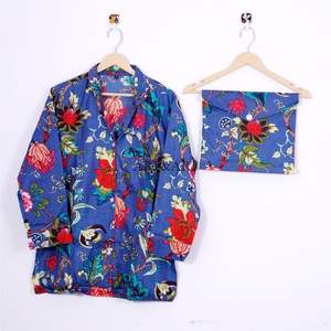 Conjunto de Pijama de Algodón con Estampado Floral para Mujer, Ropa de Dormir Suave y Cómoda para Verano con Camisa y Pantalón, Traje de Noche para Dormir - Product Image 3