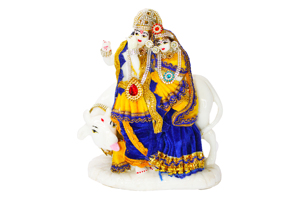 Handmade Resin Religious Figure Lord Krishna Radha <b>White</b> Cow Traditional Design Artistic Handicraft for Home Diwali <b>Table</b> - Product Image 3