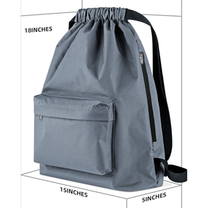 Mochila Azul de Nailon con Cordón, Bolsillos Laterales de Malla con Rayas Blancas, Bolsillo con Cierre, Bolsa Deportiva, Bolsa Personalizada por Sublimación - Product Image 2