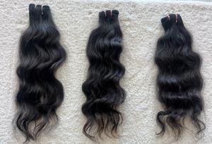 Paquetes de cabello Remy de trama doble de máquina ondulada 100g cabello humano de templo indio Natural a la venta de exportadores indios - Product Image 3