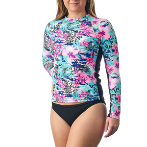 Wholesale Custom Made <b>Women</b> Rash Guard <b>Compression</b> Shirt Custom Sublimation Printed Sleeve Rash Guard For Ladies - Product Image 5
