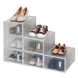 Set di 6 Scatole Trasparenti XXL per Scarpe, Impilabili, Organizzatore/Scaffale per Scarpe Bianco Salvaspazio Pieghevole per Armadio o Garage - Product Image 1