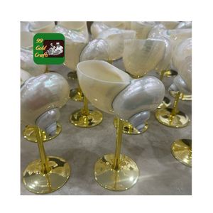 Handmade Conch Shell Cocktail Glass With Gold Stem <b>Vintage</b> Design For Party Decoration Wholesale Golden stem champagne conch cup - Product Image 4