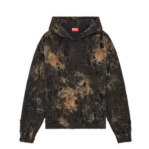 Sudadera con capucha unisex de invierno al por mayor, con estampado a cuadros, bordado desgastado y lavado ácido, 100% algodón tejido, corte regular, peso pesado, estilo casual - Product Image 1