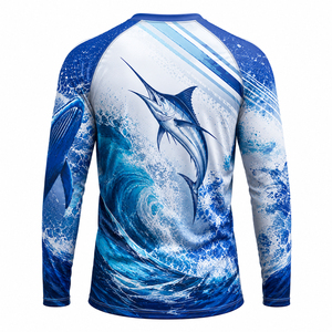 เสื้อตกปลาแขนยาวสำหรับผู้ชาย ระบายอากาศได้ดี UPF 50 ดีไซน์แบบซับลิเมชั่น แห้งเร็ว ผลิตจากโพลีเอสเตอร์ 100% น้ำหนัก 140 กรัม - Product Image 4