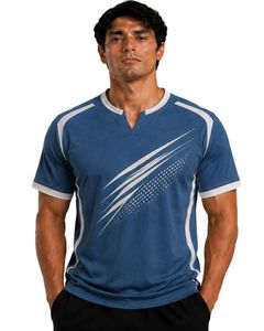 Camiseta Deportiva Azul para Hombre, Manga Corta, de Secado Rápido, Transpirable, para Entrenamiento, Gimnasio, Personalizable para Equipos - Product Image 1