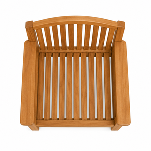 Chaise de jardin en teck massif avec dossier à lattes verticales, accoudoirs larges, design contemporain, durable, écologique, imperméable, pour parc - Product Image 4