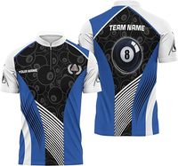 Vêtements de sport personnalisés pour équipe de billard, jersey à demi-zip 8 Ball Billard Snooker