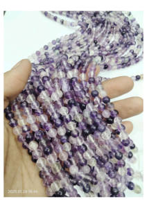 Cuentas Redondas Lisas de Fluorita Púrpura Natural, Cuentas Redondas de Piedras Preciosas, Ágata Mirani de Rajasthan, Tema Amor - Product Image 2
