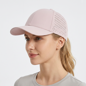 Casquette de baseball rose à 6 panneaux, maille respirante, réglable, unisexe, pour l'extérieur, printemps-été, décontractée, 100 % polyester, couleur unie - Product Image 3