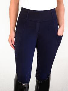 Culottes d'équitation athlétiques pour femmes, taille mi-haute, durables, absorbant la transpiration, avec poches pour téléphone, pour l'équitation, logo personnalisé - Product Image 3