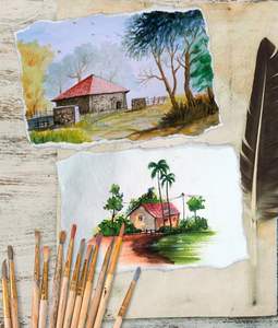 Handmade Recycle Cotton Deckle Edge <b>Paper</b> Sheets For <b>Painting</b> Sketching Water coloring - Product Image 2