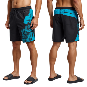 Shorts de bain de luxe pour hommes Midnight Reef, en microfibre premium à séchage rapide, avec un style graphique artistique prêt pour la plage - Product Image 1