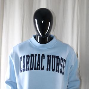 CARDIAC NURSE SKY BLUE <b>Mock</b> <b>Neck</b> Sweatshirt 100% NAVY BLUE Applique Embroidery wide <b>neck</b> Sweatshirt Finer Threads - Product Image 4