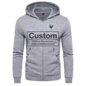 Sudadera con Capucha de Algodón para Hombre, Personalizada al por Mayor, Otoño Invierno, Felpa Gruesa, Cierre de Cremallera, Color Sólido, Ropa Deportiva - Product Image 1